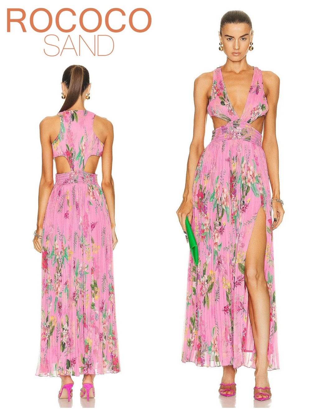 ROCOCO SAND Rue Floral Cut-Out Long Dress